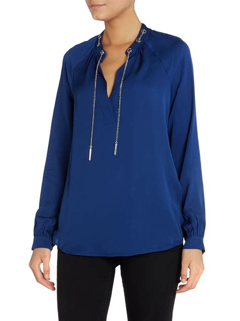 michael kors seidenbluse chain|michael kors long neck top.